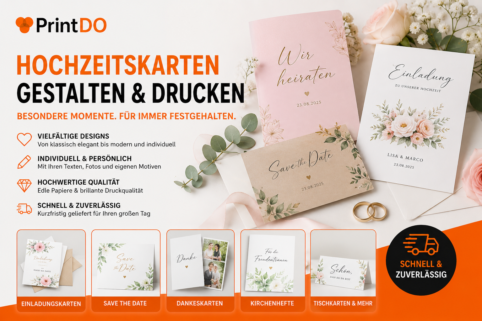 Hochzeitskarten gestalten & drucken